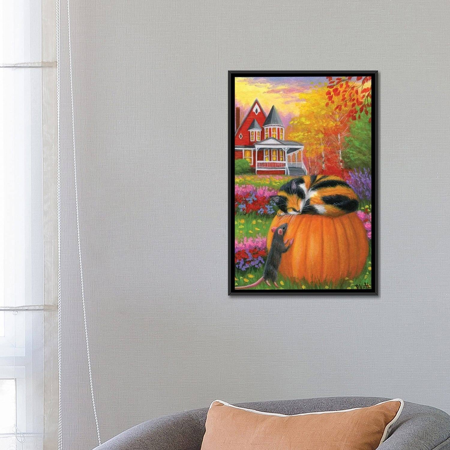 iCanvas "A Nap In The Fall Garden" by Bridget Voth Framed Canvas Print